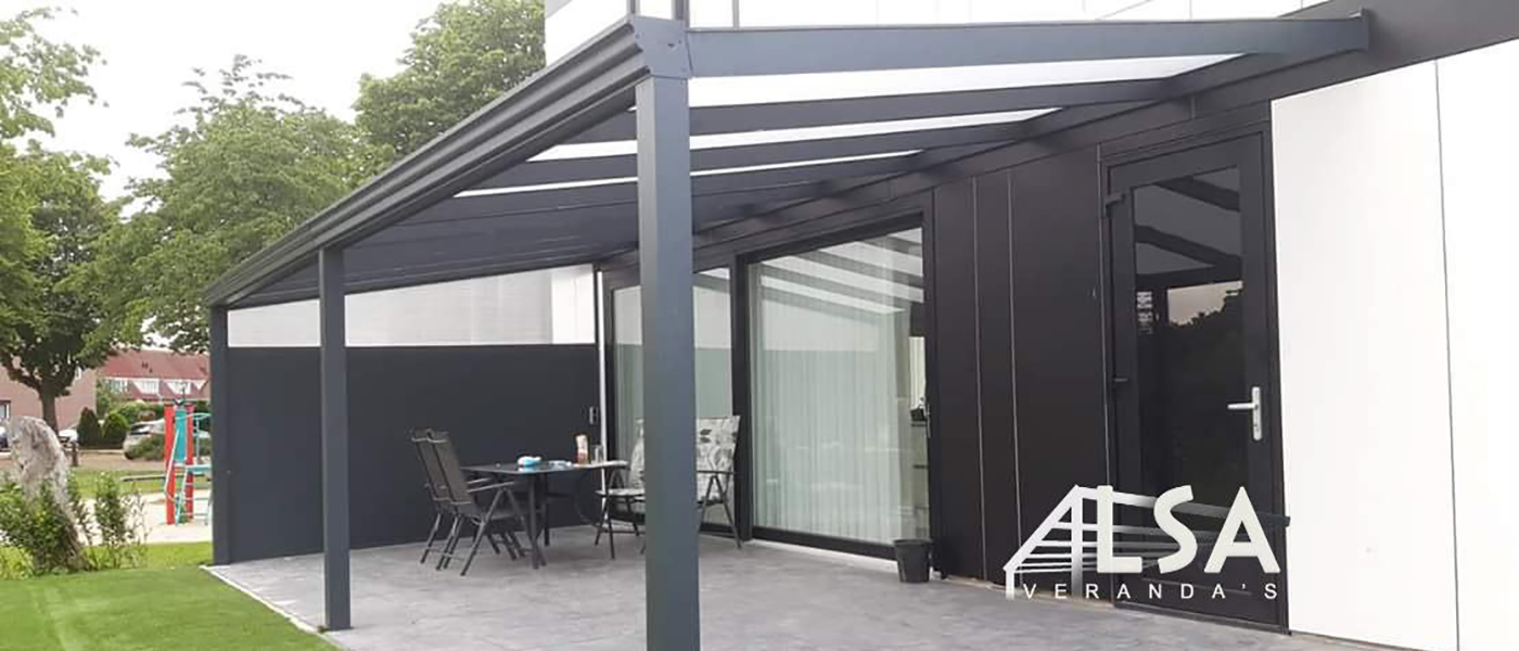 Aluminium veranda aan een woning van ALSA Veranda’s